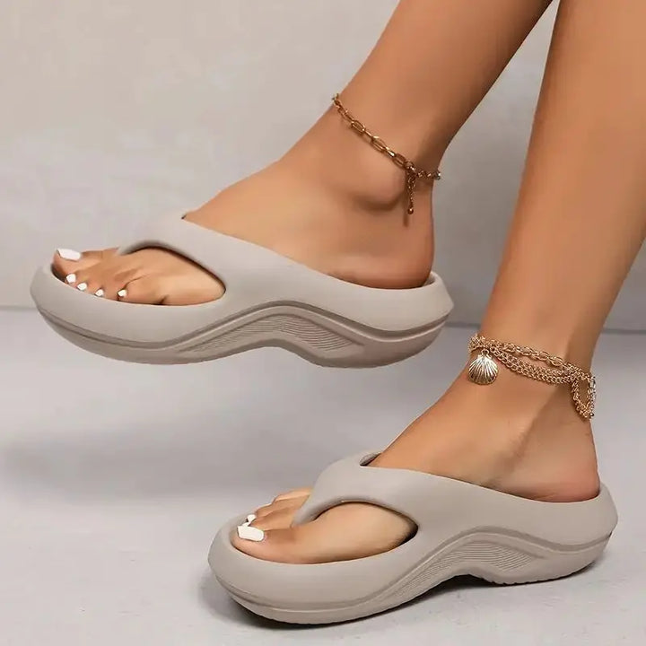 Women's Chunky Platform Flip Flops Cloud Cushion Thong