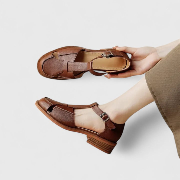 Women's T-Strap Mary Jane Sandals with Low Heel