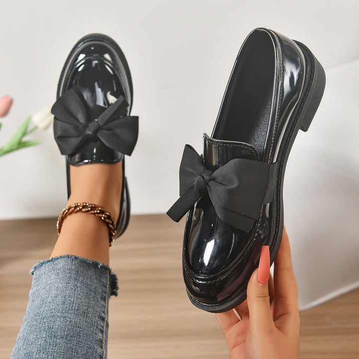 Women's Patent Bow Accent Moc Toe Loafers