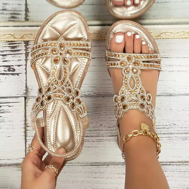Women's Orthopedic Boho Flat Sandals with Embellishment