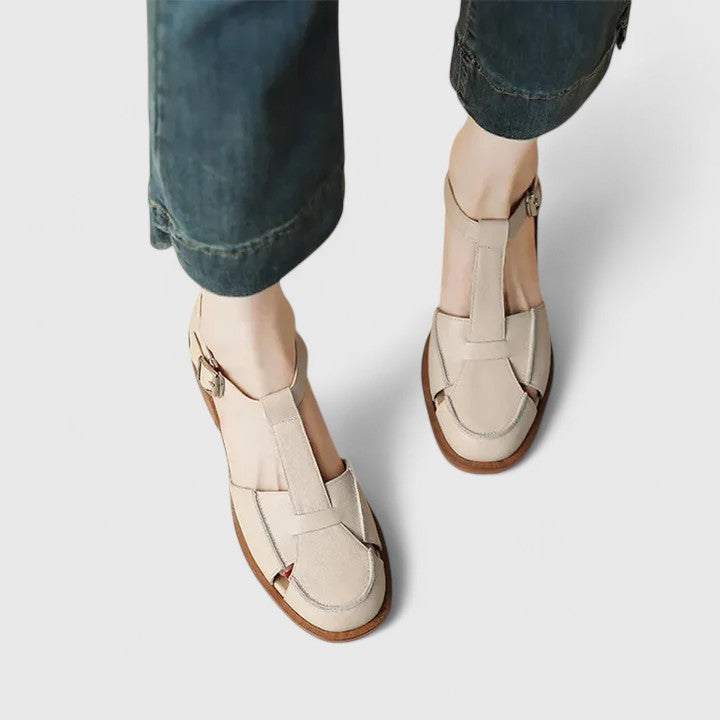 Women's T-Strap Mary Jane Sandals with Low Heel