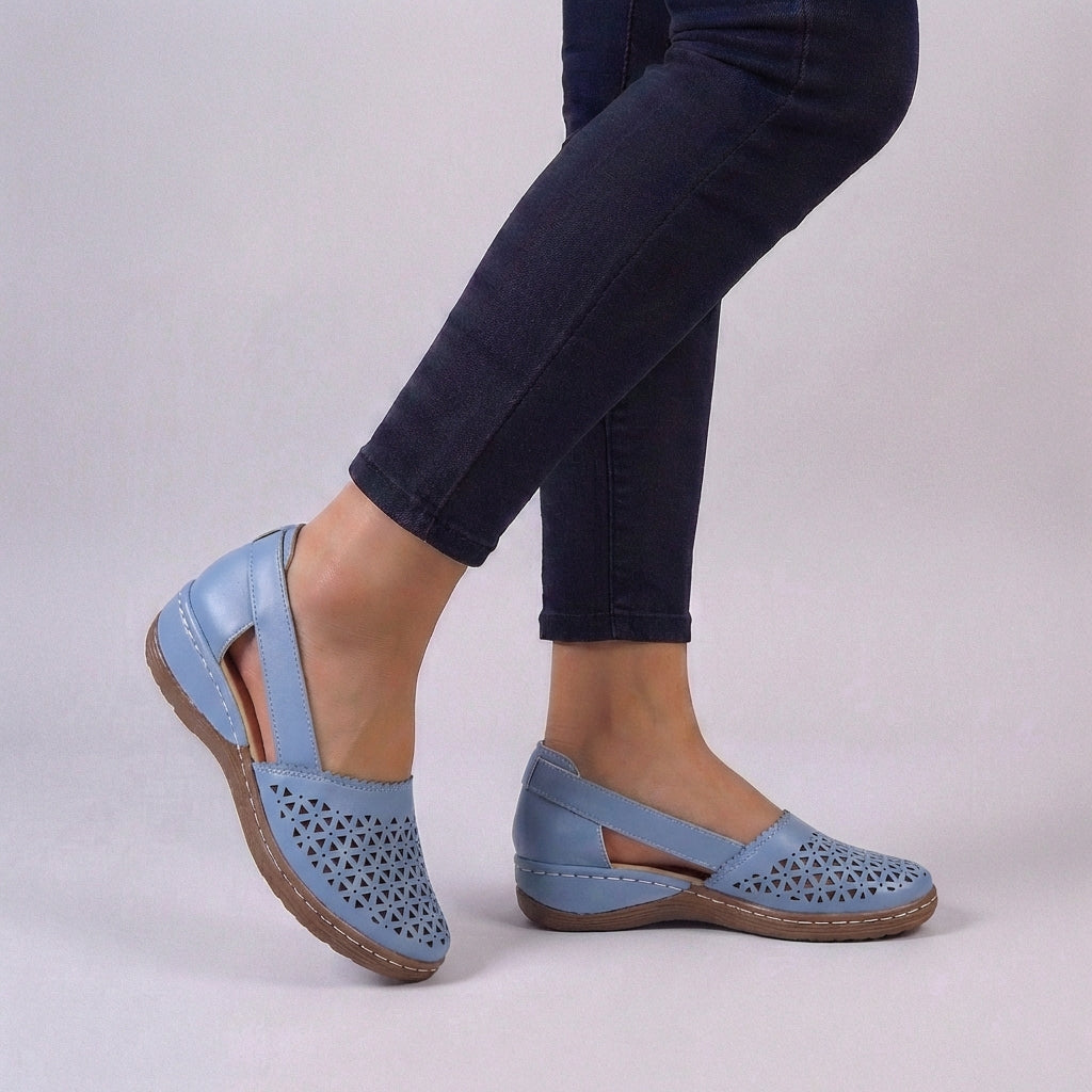 Women's Orthopedic Cutout Slip On Leather Loafers