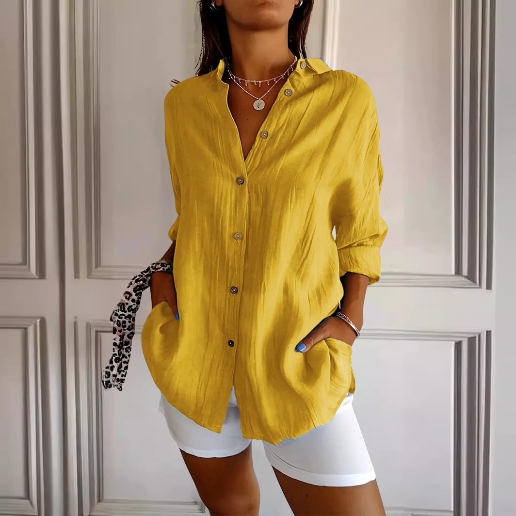 Women's Oversized Cotton Blend Button Shirt Long Sleeve