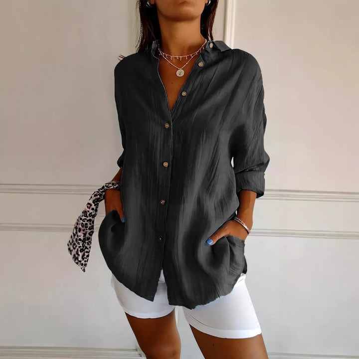 Women's Oversized Cotton Blend Button Shirt Long Sleeve