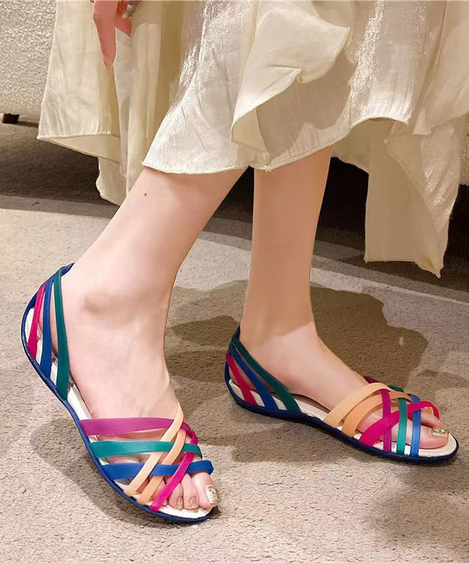 Women's Colorful Jelly Flat Sandals Open Toe Slip-On
