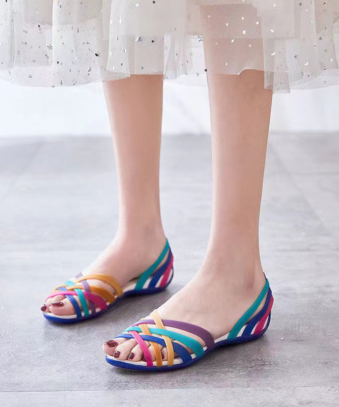 Women's Colorful Jelly Flat Sandals Open Toe Slip-On