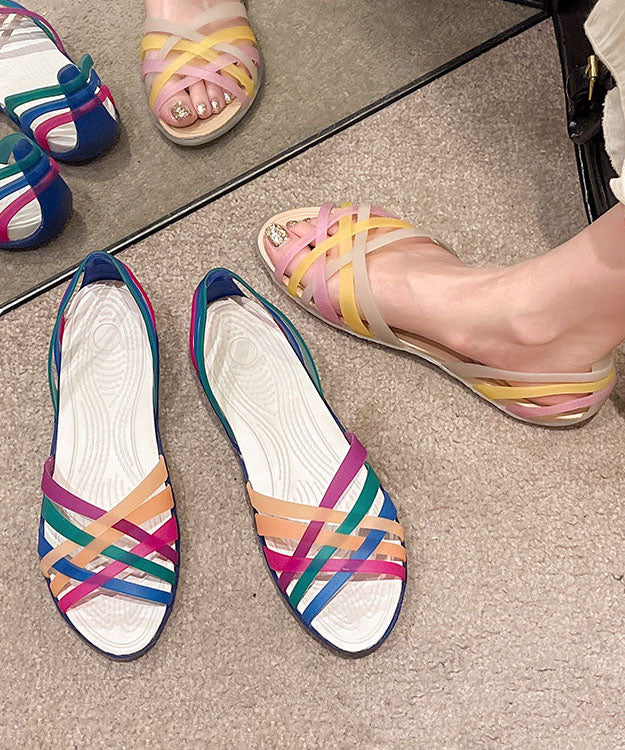 Women's Colorful Jelly Flat Sandals Open Toe Slip-On