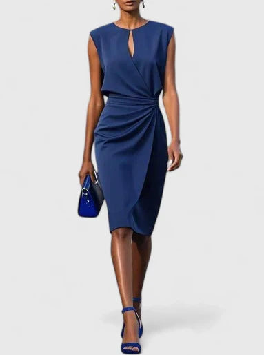 Women's Sleeveless Keyhole Neck Wrap Midi Dress