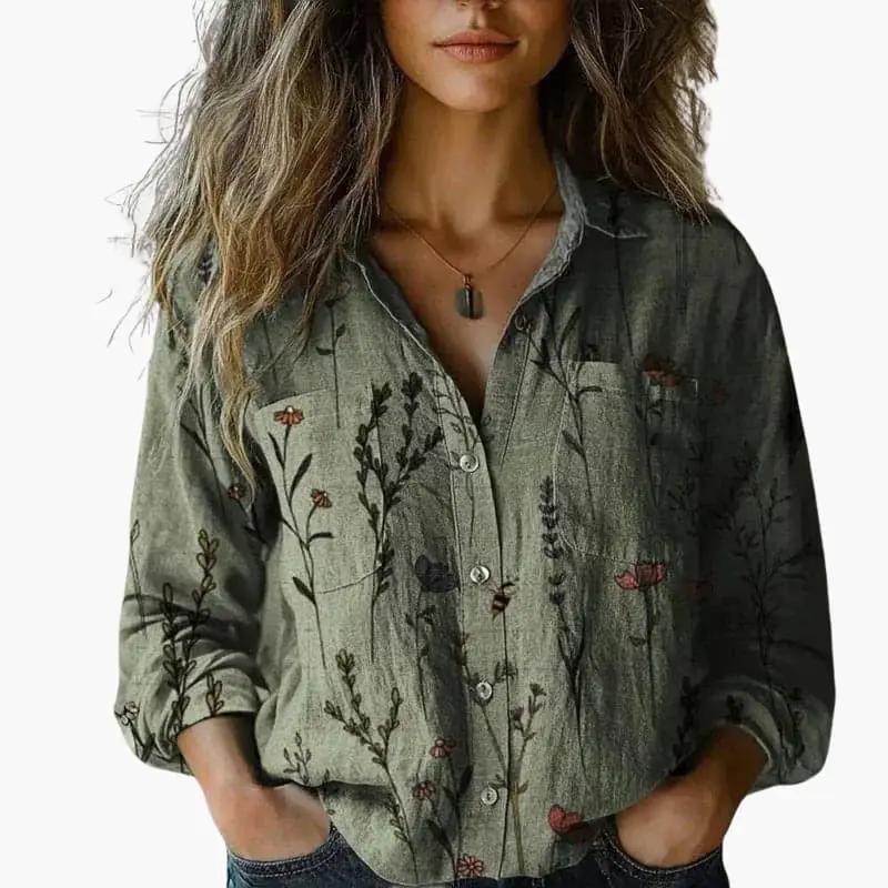 Women’s Button-Down Shirt with Classic Collar and Long Sleeves