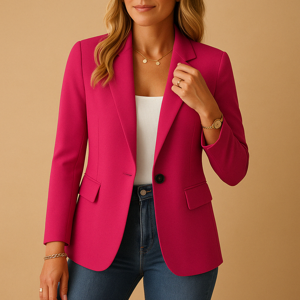 Women's Fitted Tailored Blazer Jacket Single Button