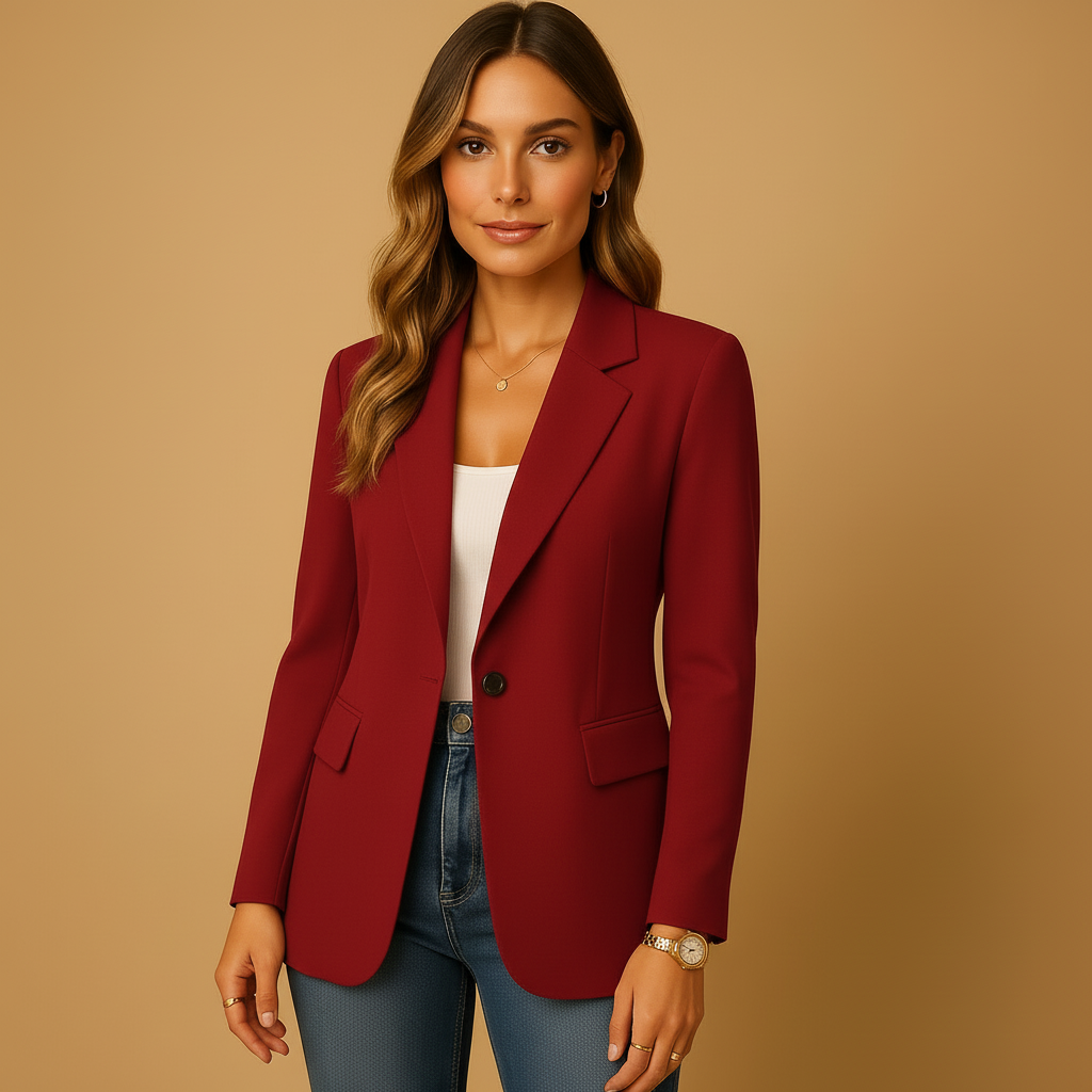 Women's Fitted Tailored Blazer Jacket Single Button
