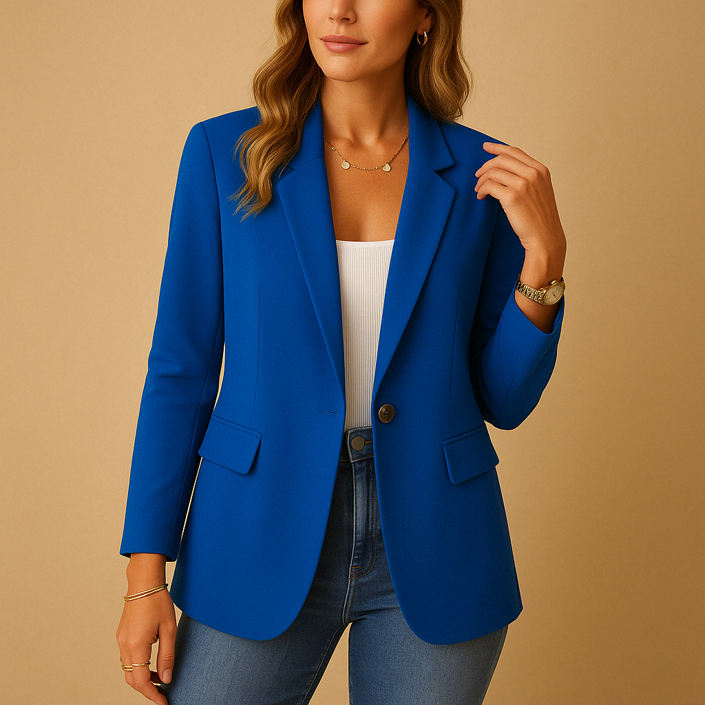 Women's Fitted Tailored Blazer Jacket Single Button