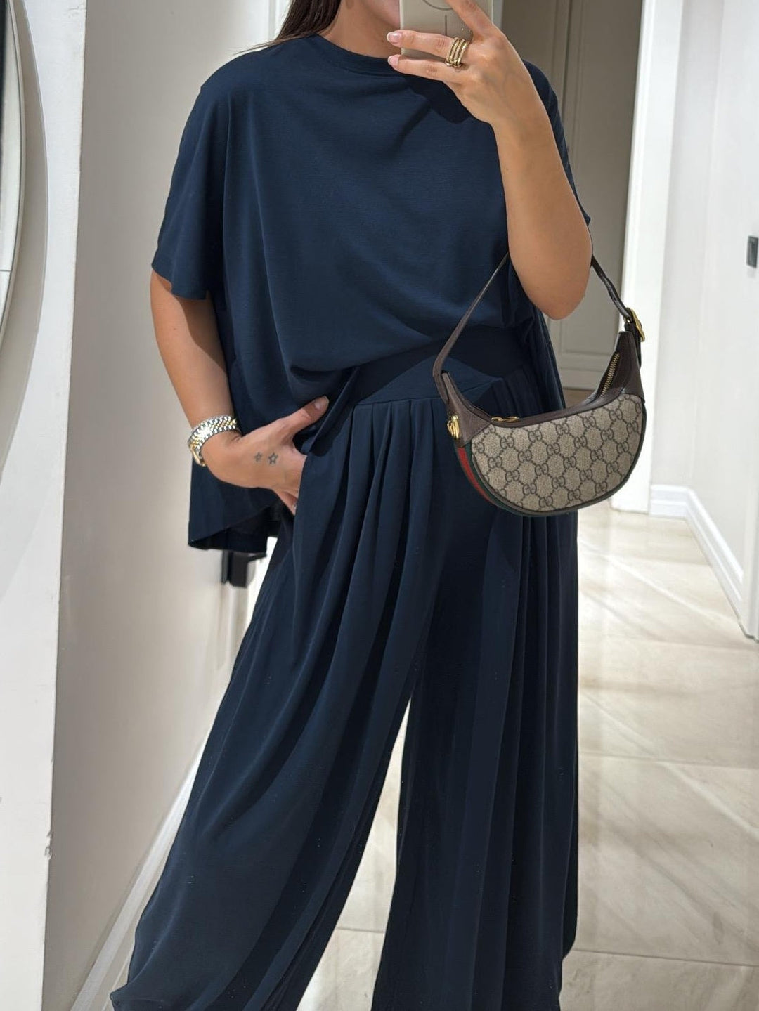 Women's Cotton Modal Top Wide Leg Pants Lounge Set