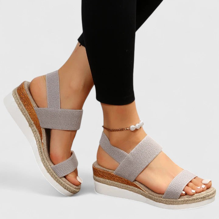 Women's Orthopedic Platform Sandals with Ankle Strap and Wedge Sole