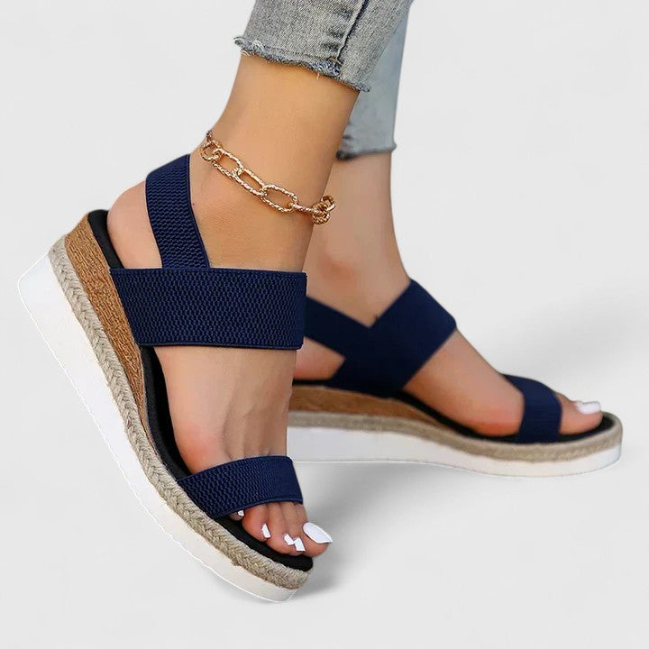 Women's Orthopedic Platform Sandals with Ankle Strap and Wedge Sole