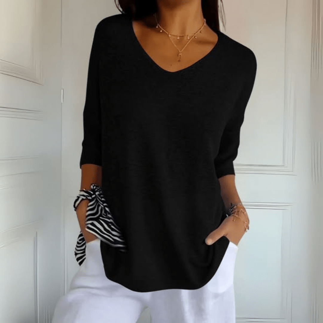 Women's V-Neck Knit Oversized Top