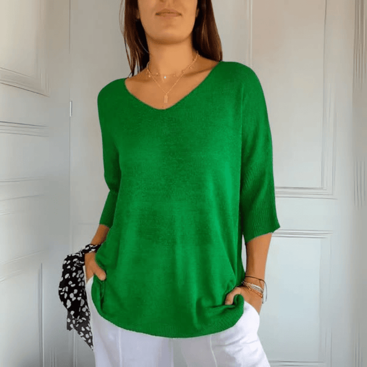 Women's V-Neck Knit Oversized Top