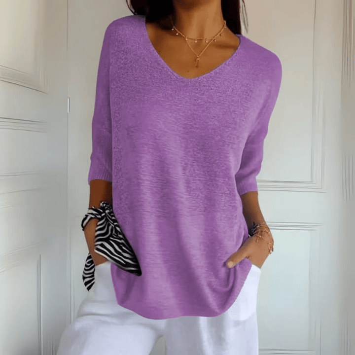 Women's V-Neck Knit Oversized Top