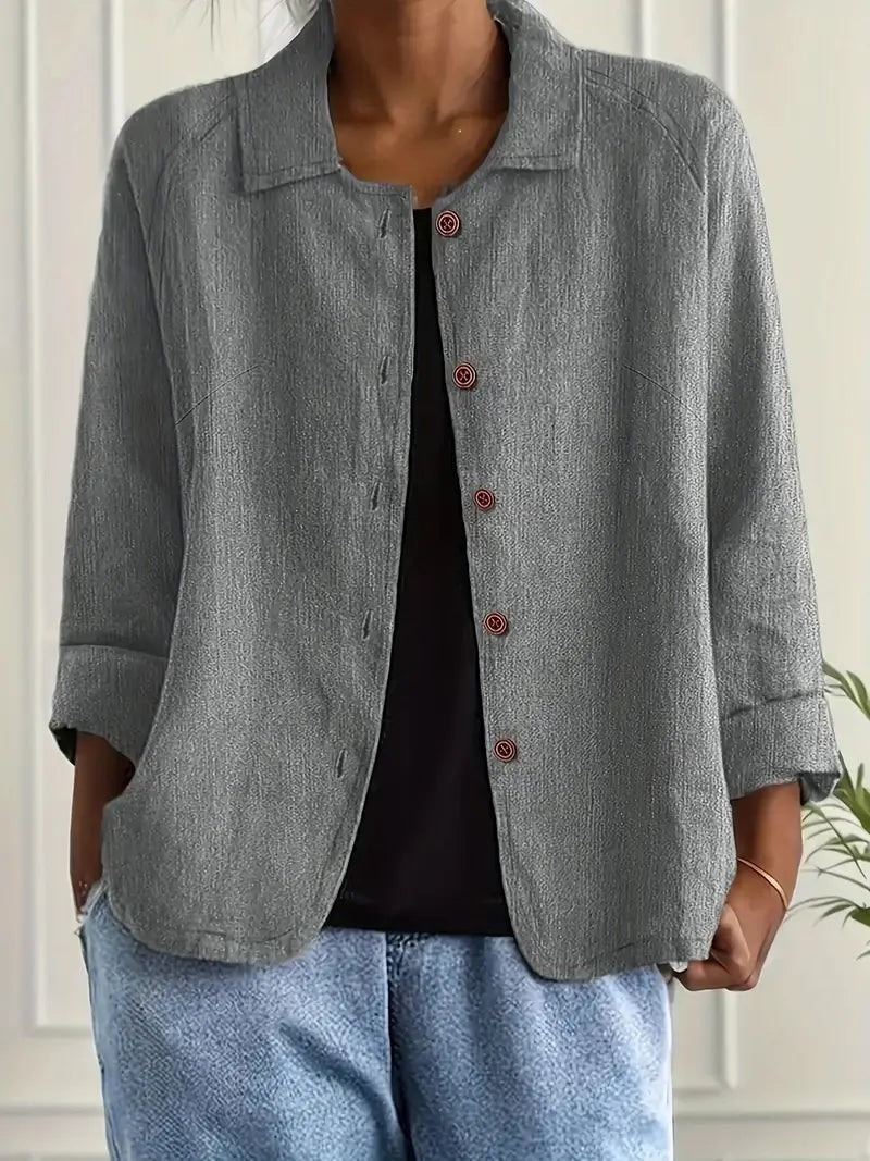 Women's Casual Button Front Lightweight Jacket Blouse