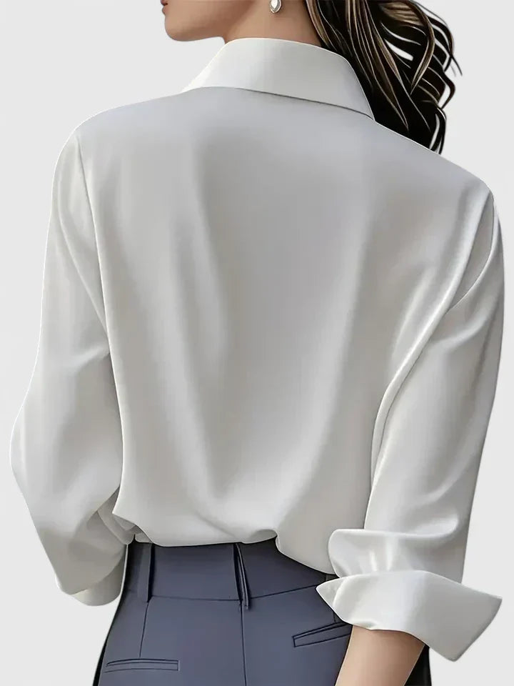 Women's Satin Button Down Shirt Concealed Placket