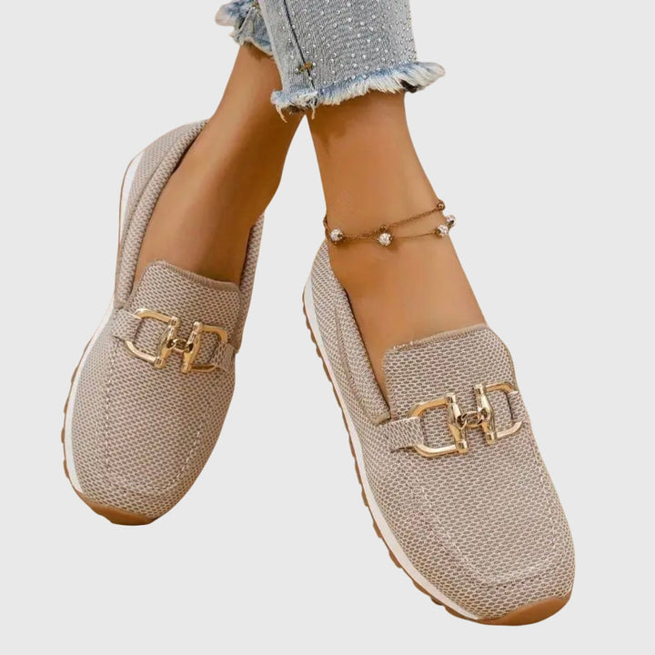 Women's Orthopedic Loafers with Gold Horsebit Detail