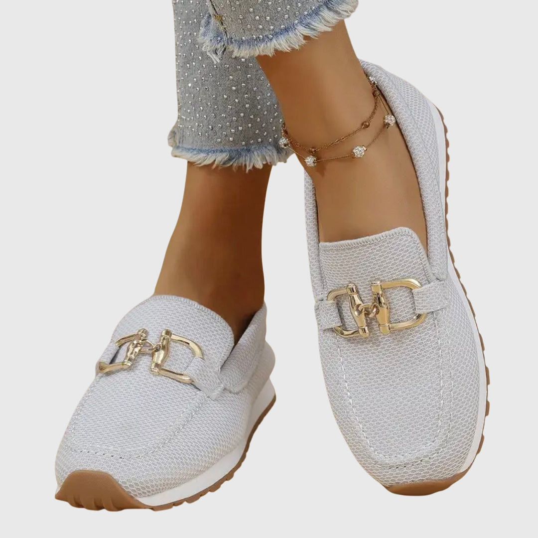 Women's Orthopedic Loafers with Gold Horsebit Detail