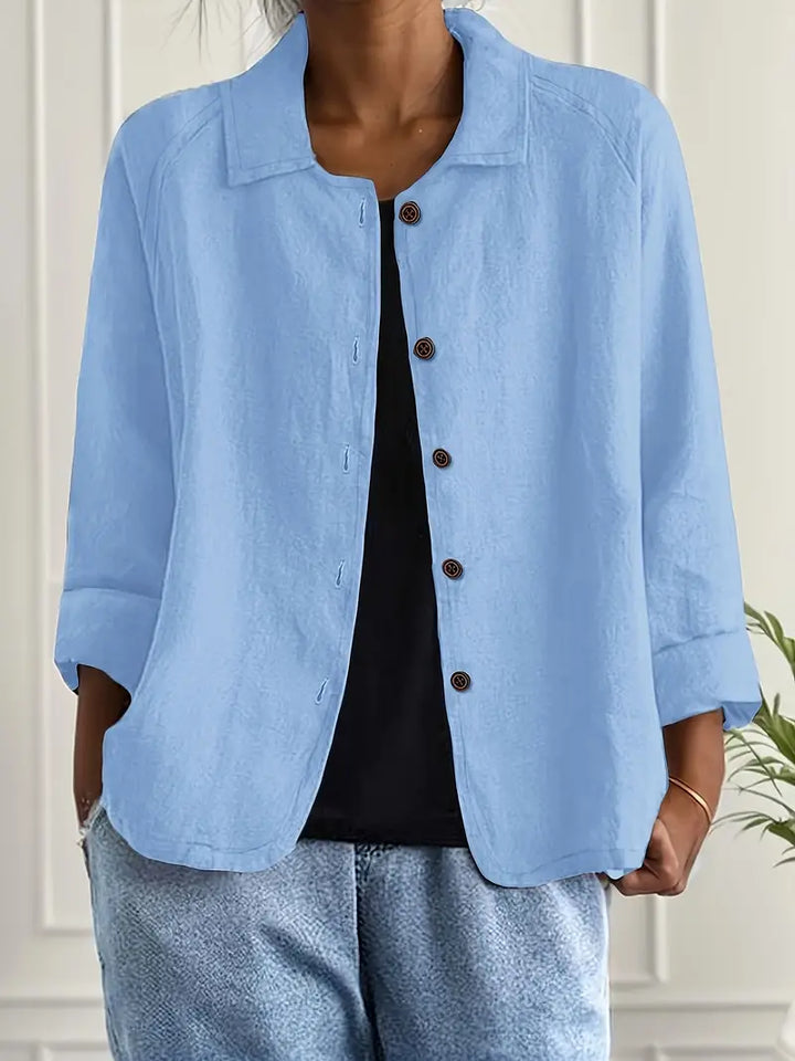 Women's Casual Button Front Lightweight Jacket Blouse