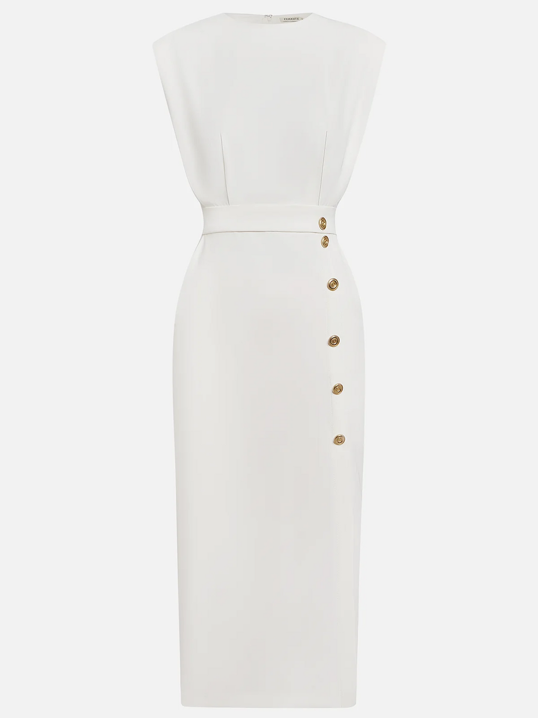 Women's Sleeveless Midi Dress Button Detail Side Split