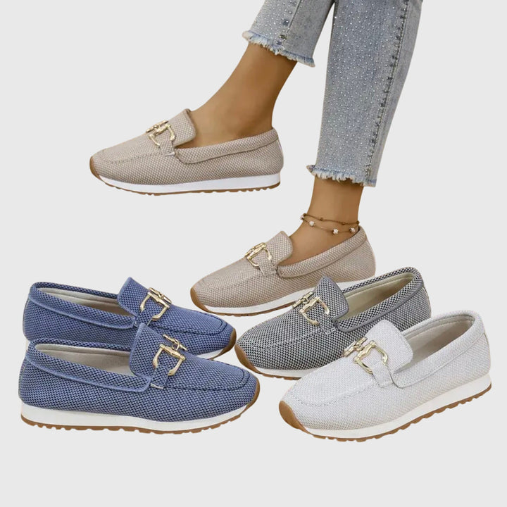 Women's Orthopedic Loafers with Gold Horsebit Detail