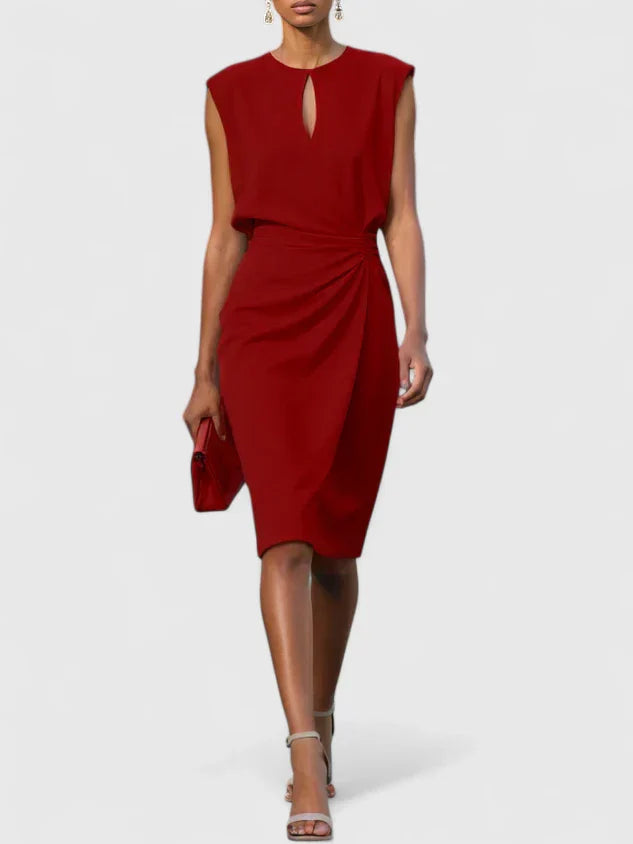 Women's Sleeveless Keyhole Neck Wrap Midi Dress