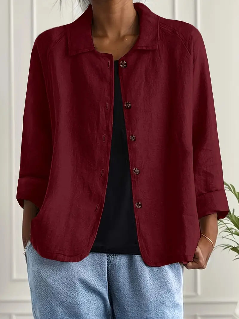 Women's Casual Button Front Lightweight Jacket Blouse