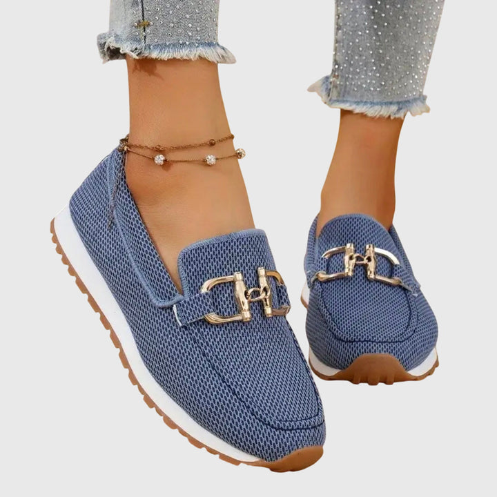 Women's Orthopedic Loafers with Gold Horsebit Detail