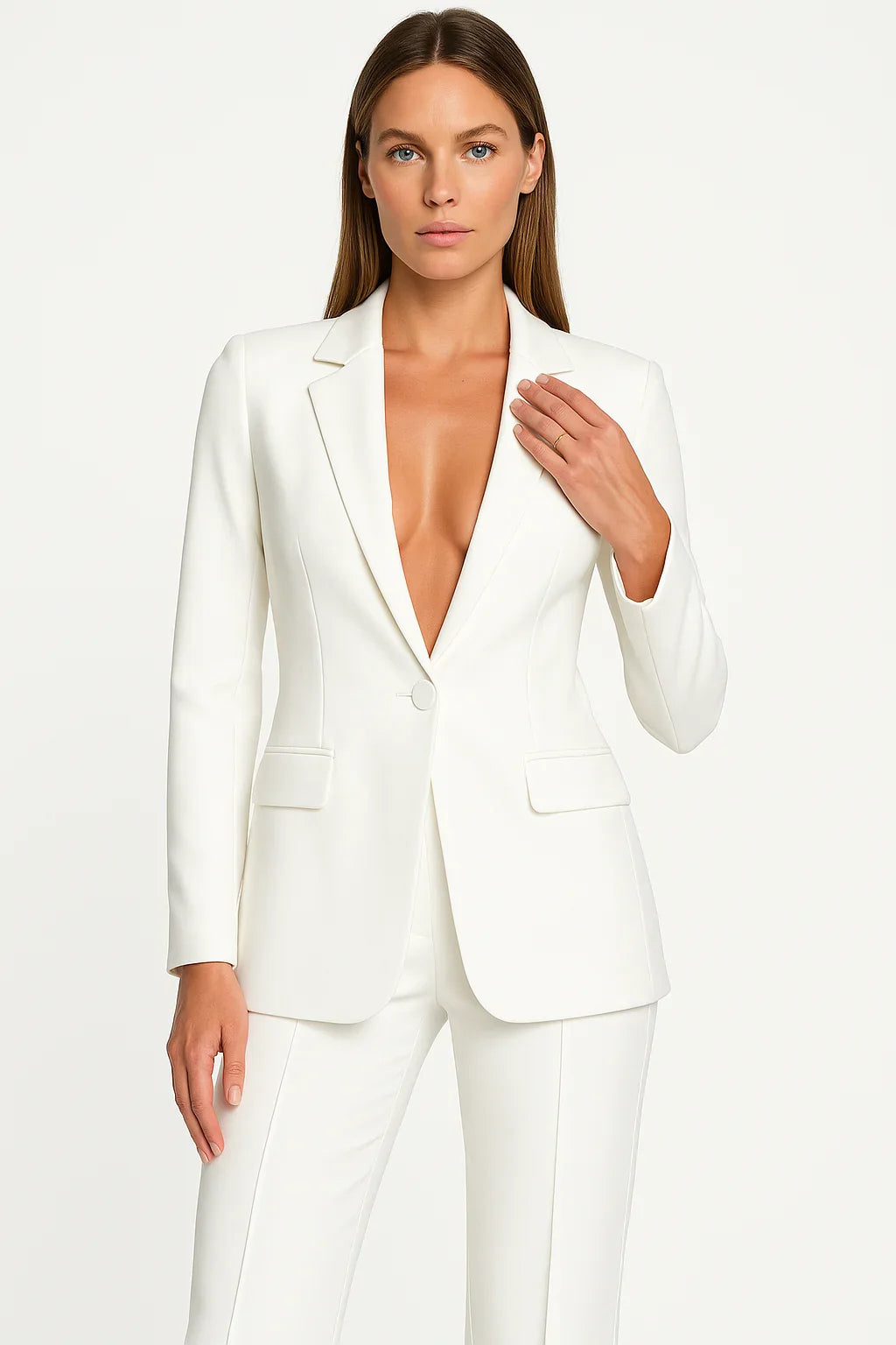 Women's Blazer and Wide Leg Trouser Suit Set