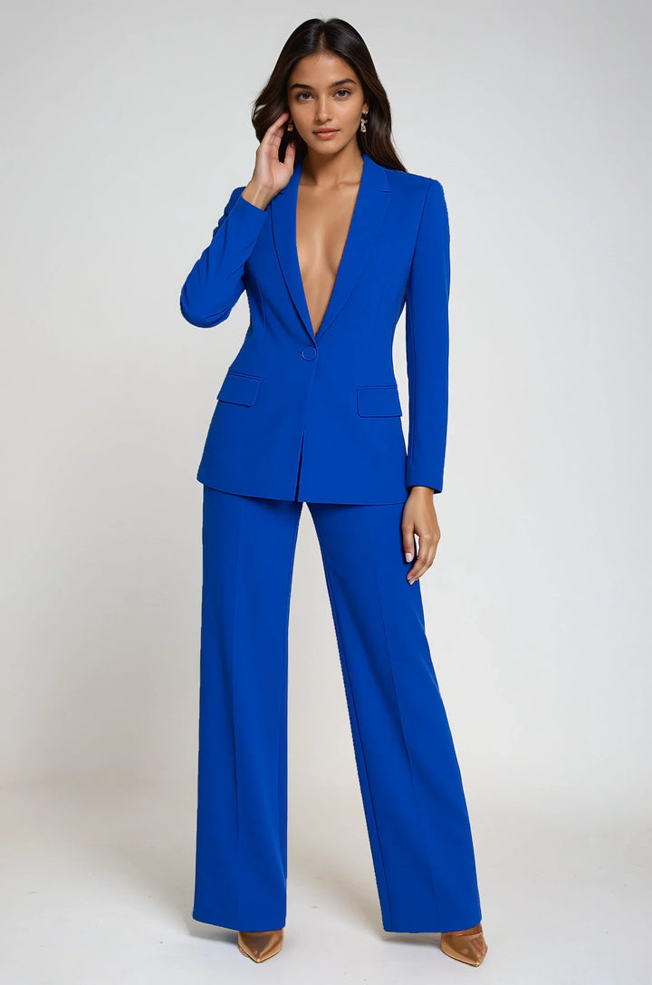 Women's Blazer and Wide Leg Trouser Suit Set