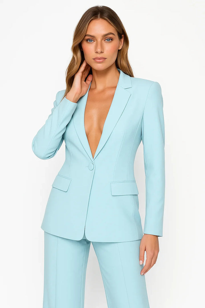 Women's Blazer and Wide Leg Trouser Suit Set