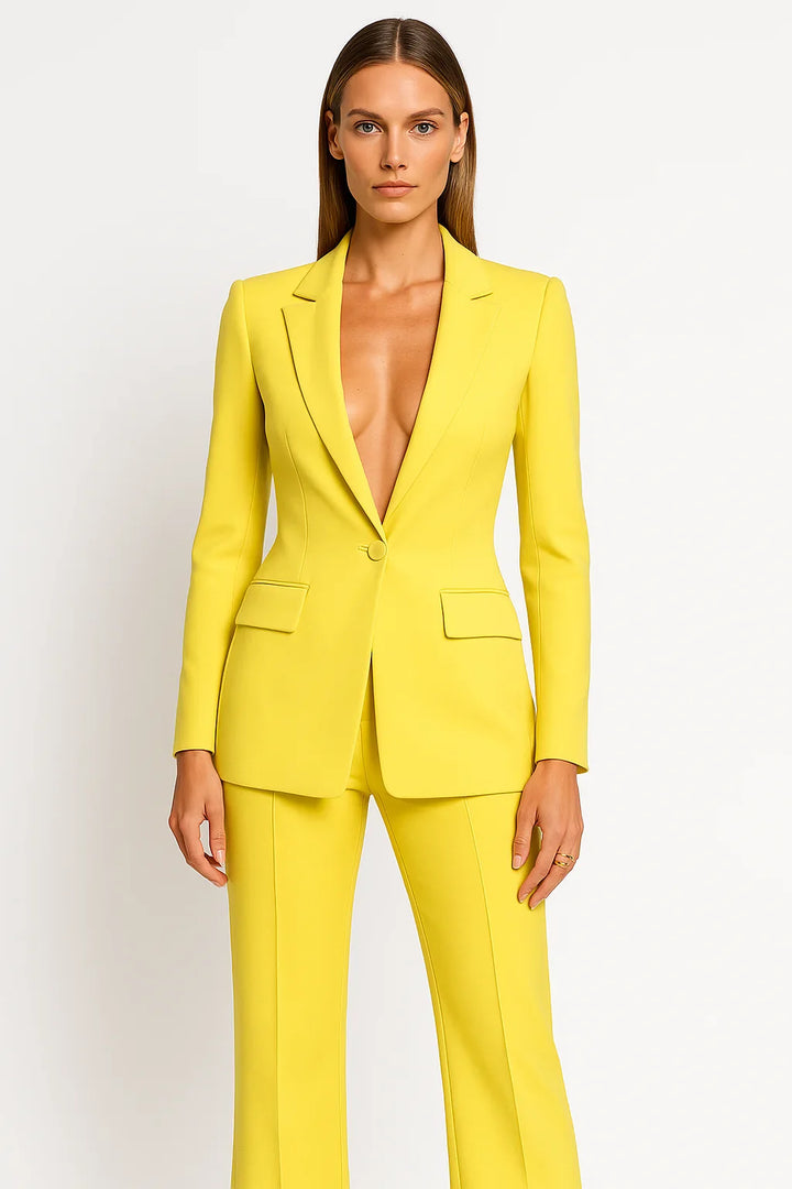 Women's Blazer and Wide Leg Trouser Suit Set