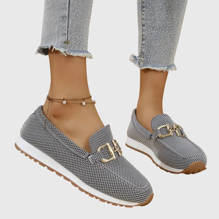 Women's Orthopedic Loafers with Gold Horsebit Detail