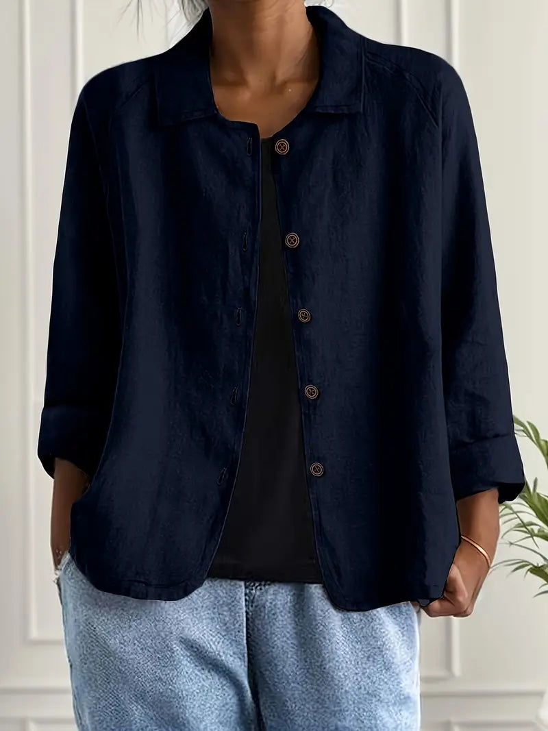 Women's Casual Button Front Lightweight Jacket Blouse