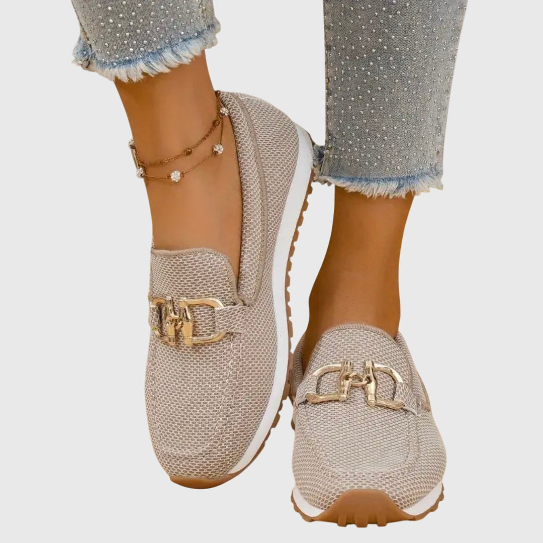 Women's Orthopedic Loafers with Gold Horsebit Detail