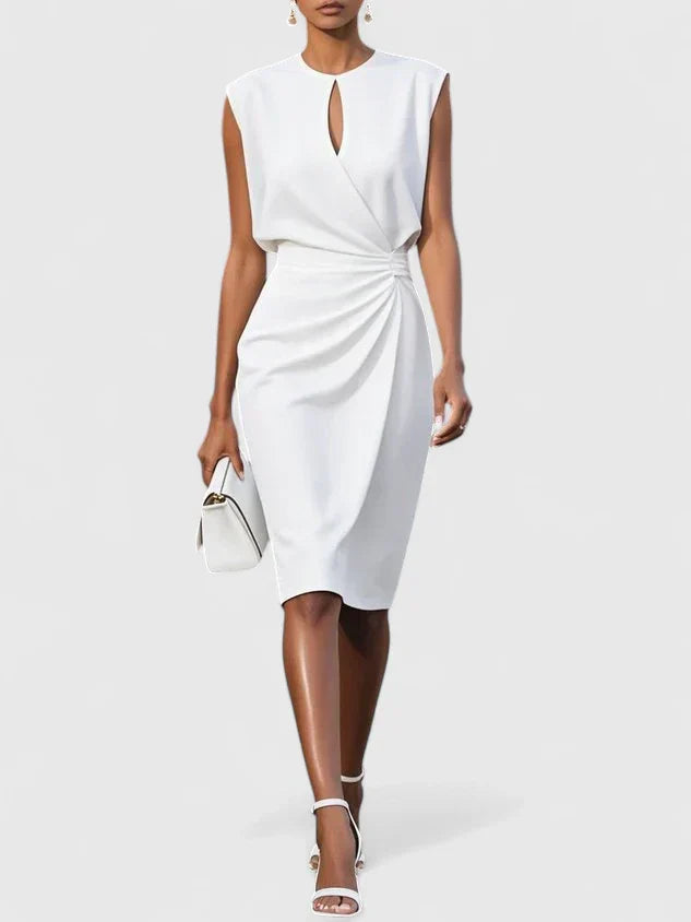 Women's Sleeveless Keyhole Neck Wrap Midi Dress