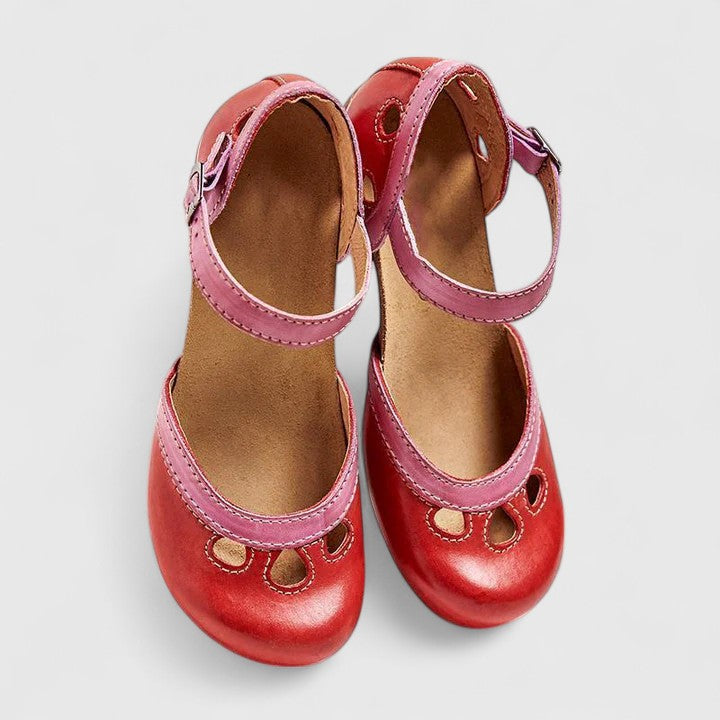 Women's Orthopedic Cutout Buckle Strap Block Heel Sandals