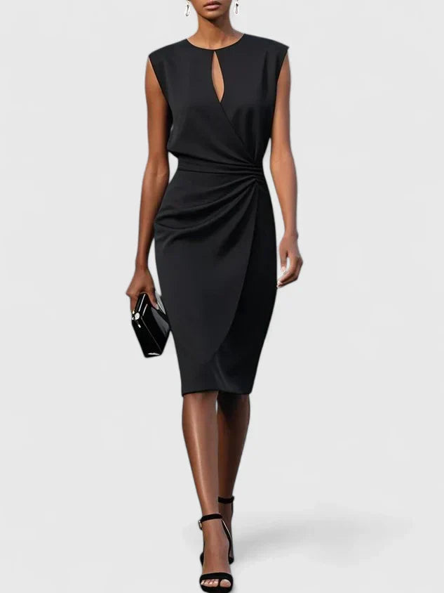 Women's Sleeveless Keyhole Neck Wrap Midi Dress
