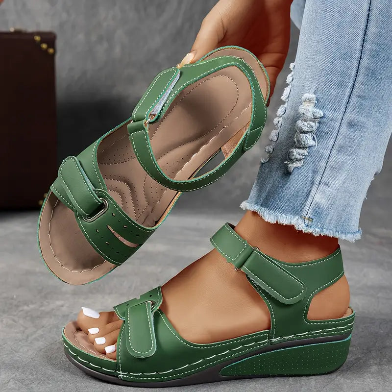 Women's Orthopedic Wedge Sandals with Double Buckle