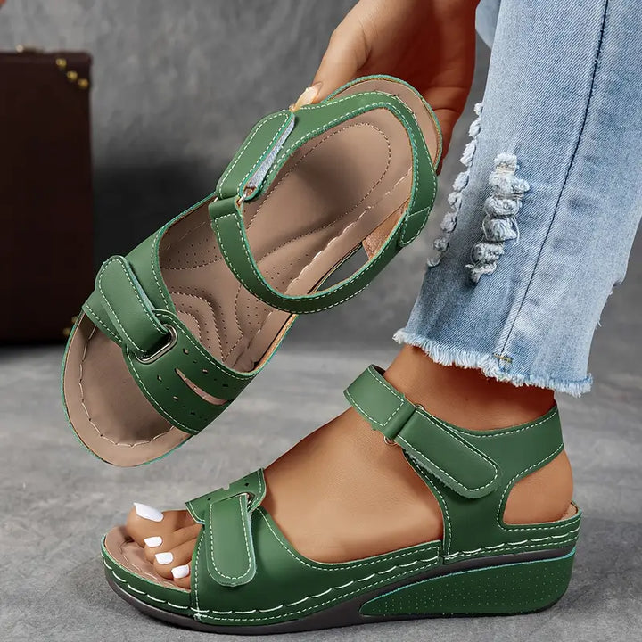 Women's Orthopedic Wedge Sandals with Double Buckle