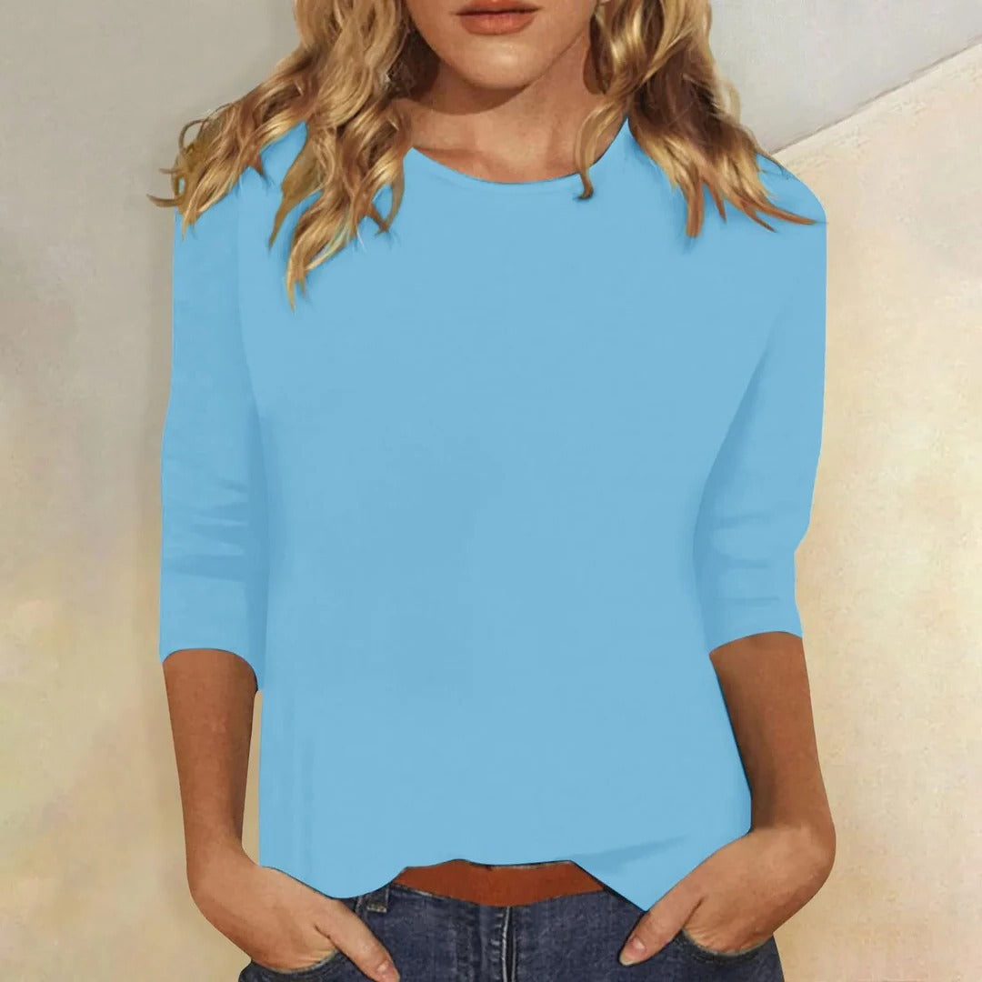 Women's 3/4 Sleeve Crew Neck Casual Top