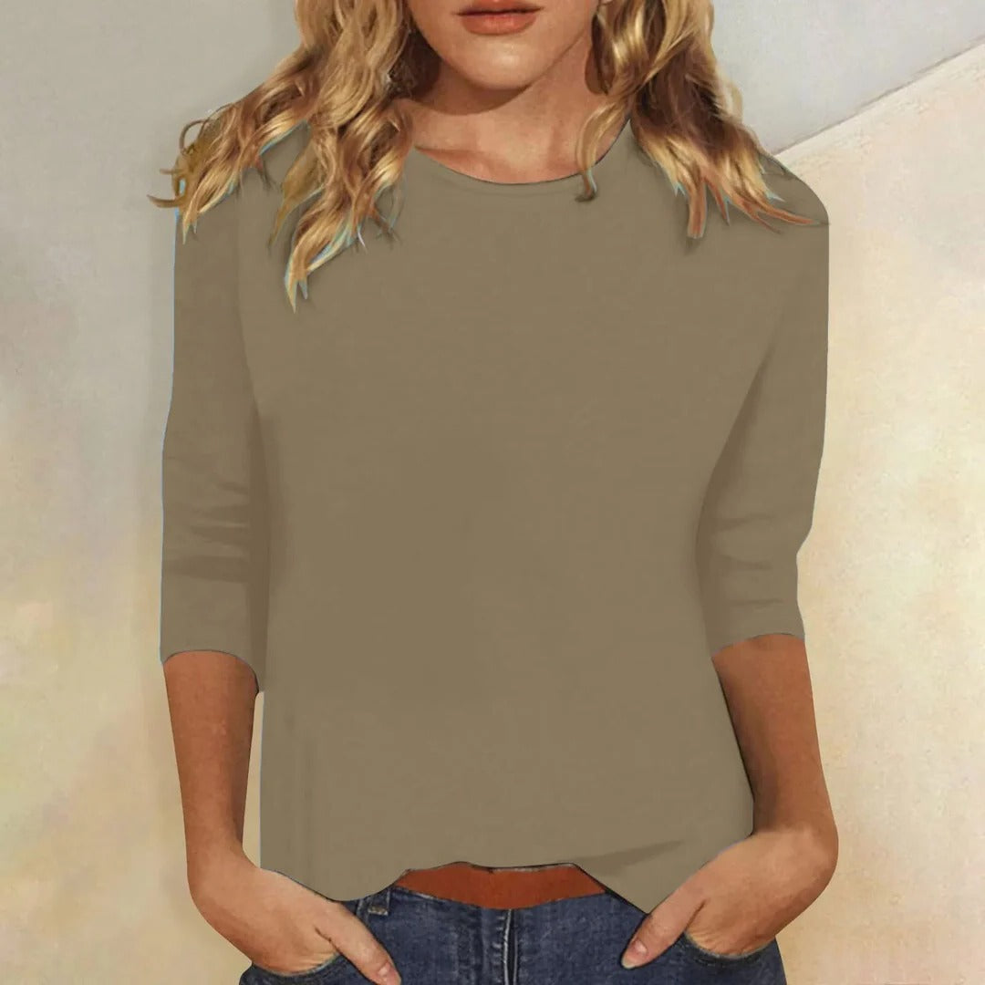 Women's 3/4 Sleeve Crew Neck Casual Top