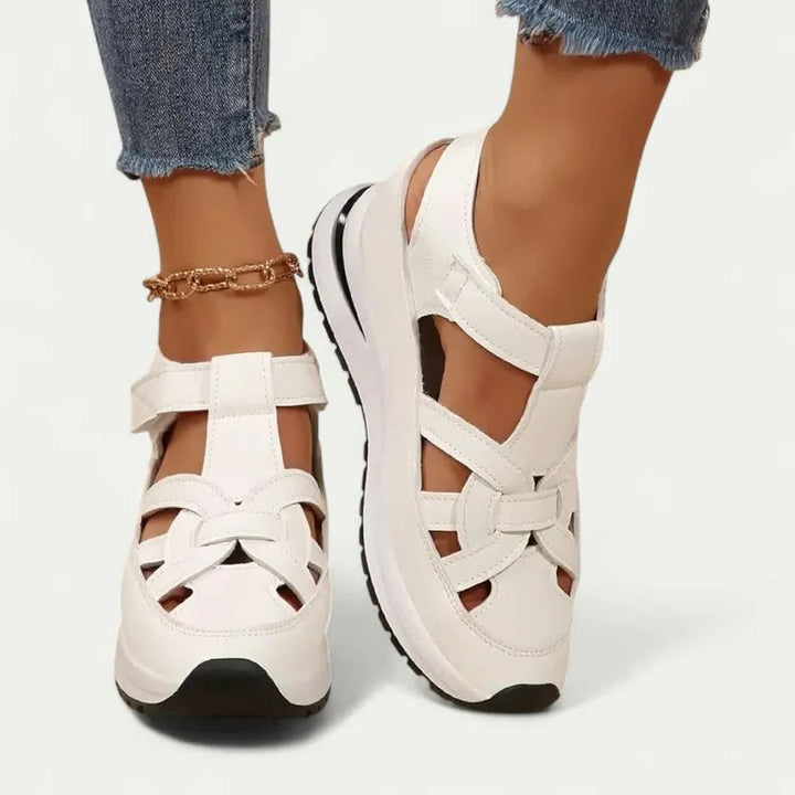 Women's Closed Toe Platform Sandals Memory Foam Strap