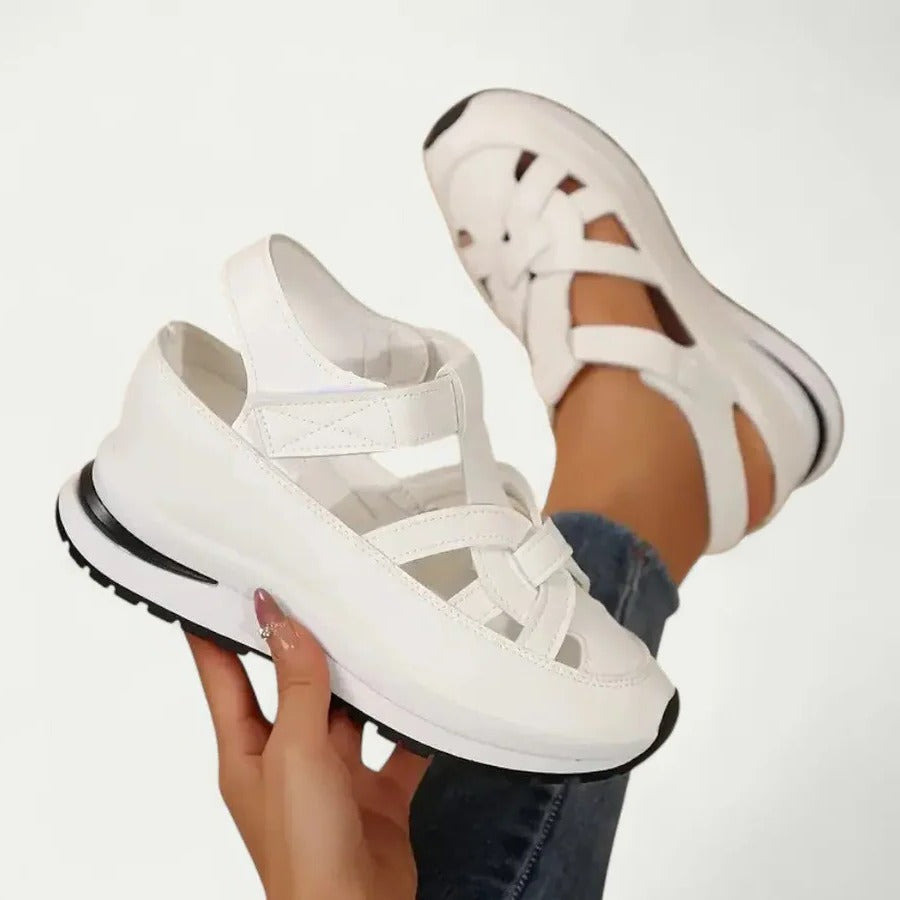 Women's Closed Toe Platform Sandals Memory Foam Strap
