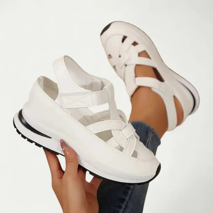 Women's Closed Toe Platform Sandals Memory Foam Strap