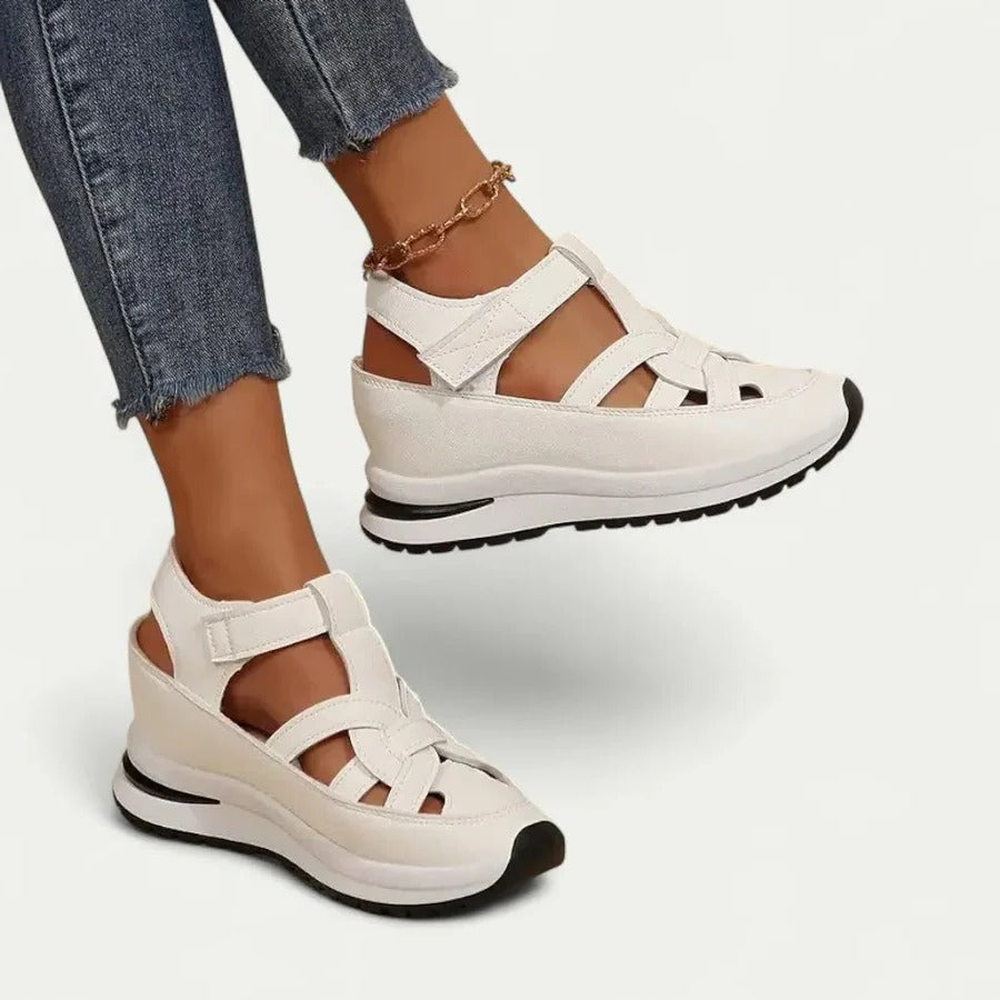 Women's Closed Toe Platform Sandals Memory Foam Strap